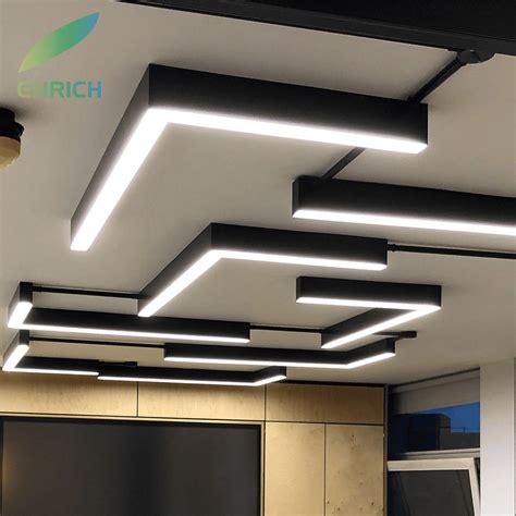 light fixture linear suspended with metal box look|suspended ceiling surface mounted light.